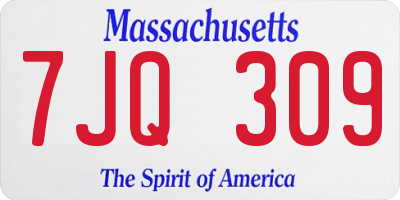 MA license plate 7JQ309