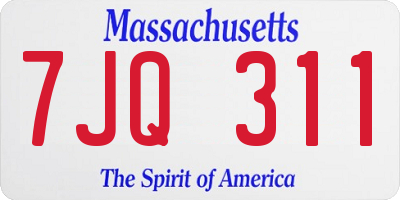 MA license plate 7JQ311