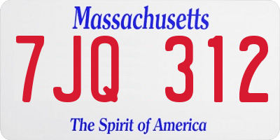 MA license plate 7JQ312