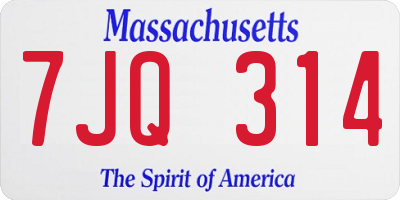 MA license plate 7JQ314