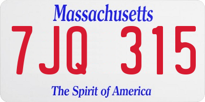 MA license plate 7JQ315