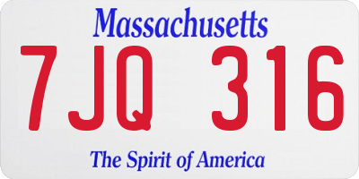 MA license plate 7JQ316