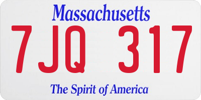 MA license plate 7JQ317