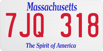 MA license plate 7JQ318