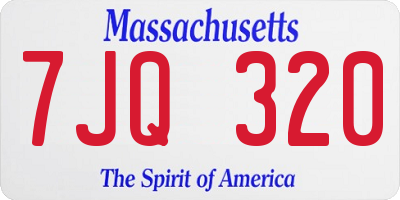MA license plate 7JQ320