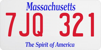 MA license plate 7JQ321