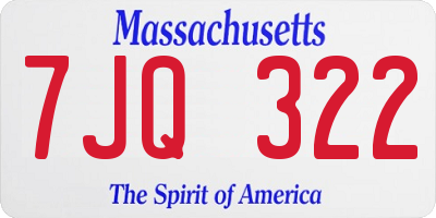 MA license plate 7JQ322