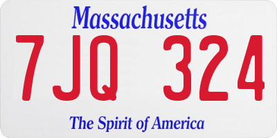 MA license plate 7JQ324