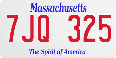 MA license plate 7JQ325