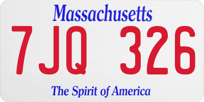 MA license plate 7JQ326