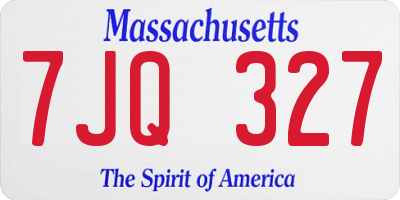 MA license plate 7JQ327