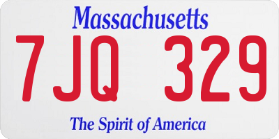 MA license plate 7JQ329