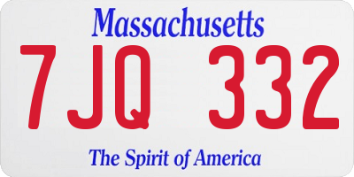 MA license plate 7JQ332