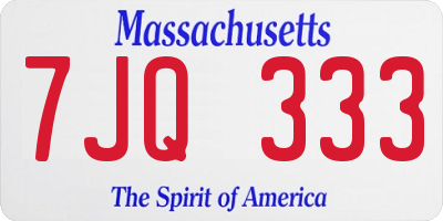 MA license plate 7JQ333