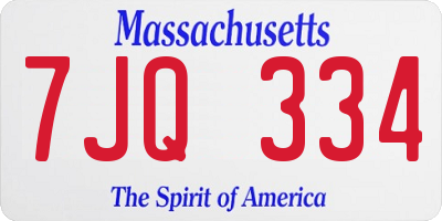 MA license plate 7JQ334