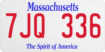 MA license plate 7JQ336