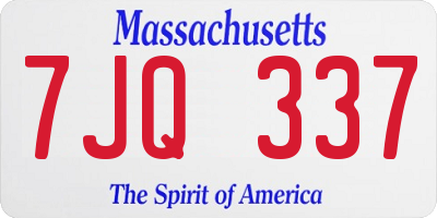MA license plate 7JQ337