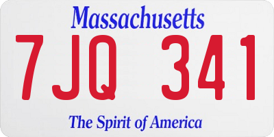 MA license plate 7JQ341