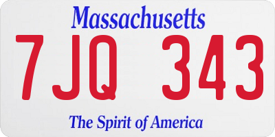 MA license plate 7JQ343