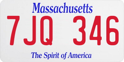 MA license plate 7JQ346