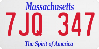 MA license plate 7JQ347