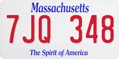 MA license plate 7JQ348