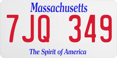 MA license plate 7JQ349