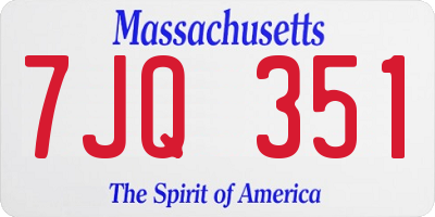 MA license plate 7JQ351