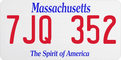 MA license plate 7JQ352