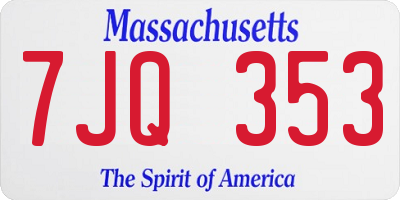 MA license plate 7JQ353