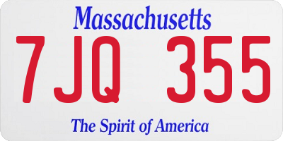 MA license plate 7JQ355