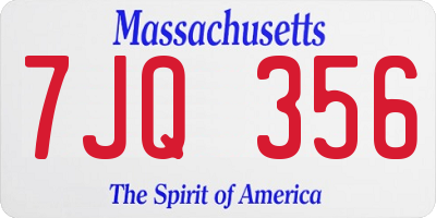 MA license plate 7JQ356