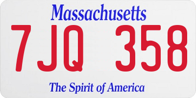 MA license plate 7JQ358