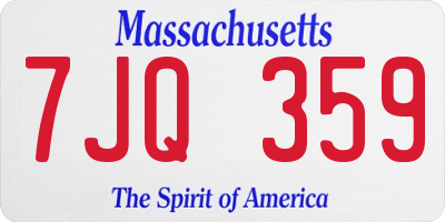 MA license plate 7JQ359