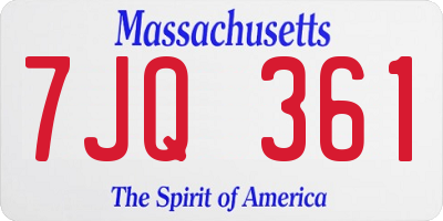 MA license plate 7JQ361