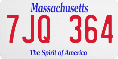 MA license plate 7JQ364