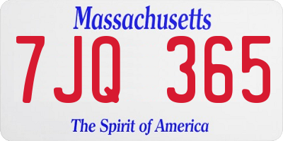 MA license plate 7JQ365