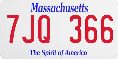 MA license plate 7JQ366