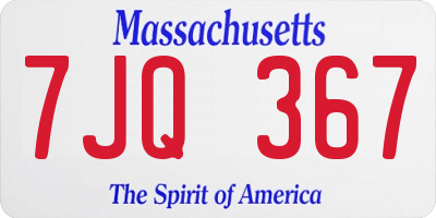 MA license plate 7JQ367