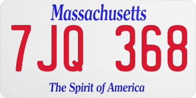 MA license plate 7JQ368