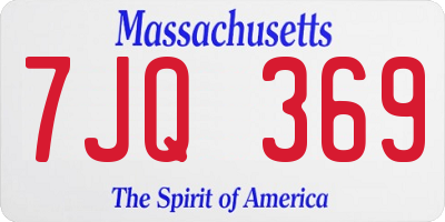 MA license plate 7JQ369