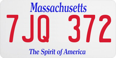 MA license plate 7JQ372