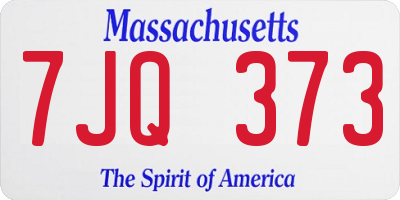 MA license plate 7JQ373