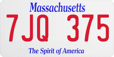 MA license plate 7JQ375