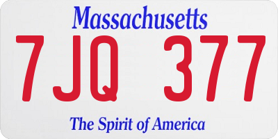 MA license plate 7JQ377