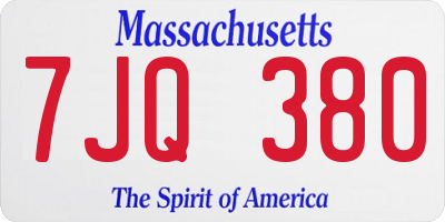 MA license plate 7JQ380