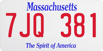 MA license plate 7JQ381