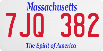 MA license plate 7JQ382