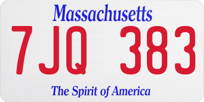 MA license plate 7JQ383