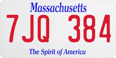 MA license plate 7JQ384